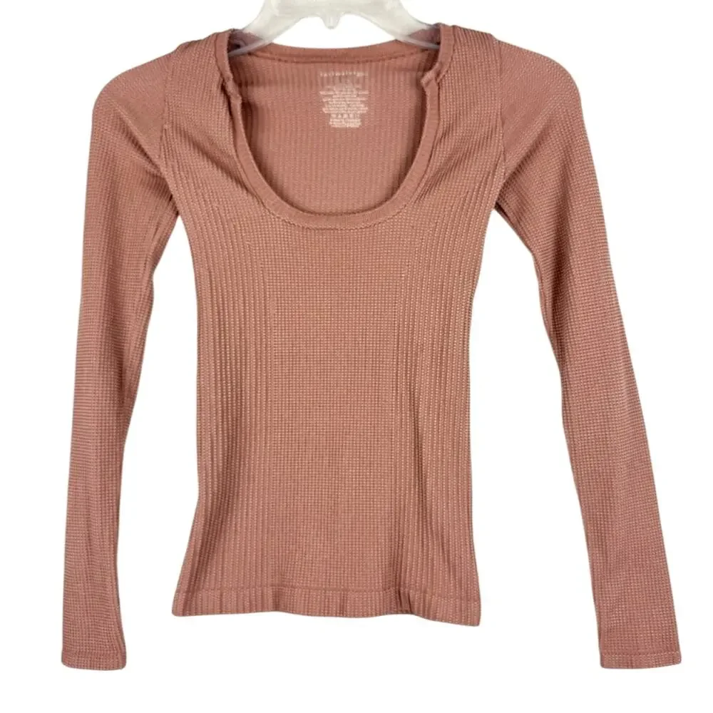 Free People Intimately Clean Slate Seamless Scoop Neck Layering Top Tan Size M/L